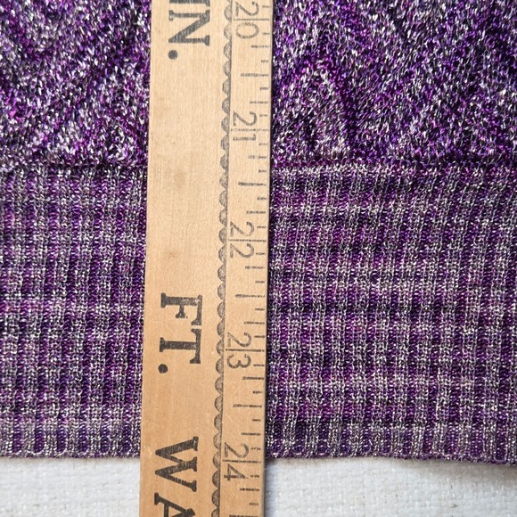 INC Purple Metallic Y2K Chevron Knit Top Womens Petite XS/S Shimmer Party - Picture 6 of 11